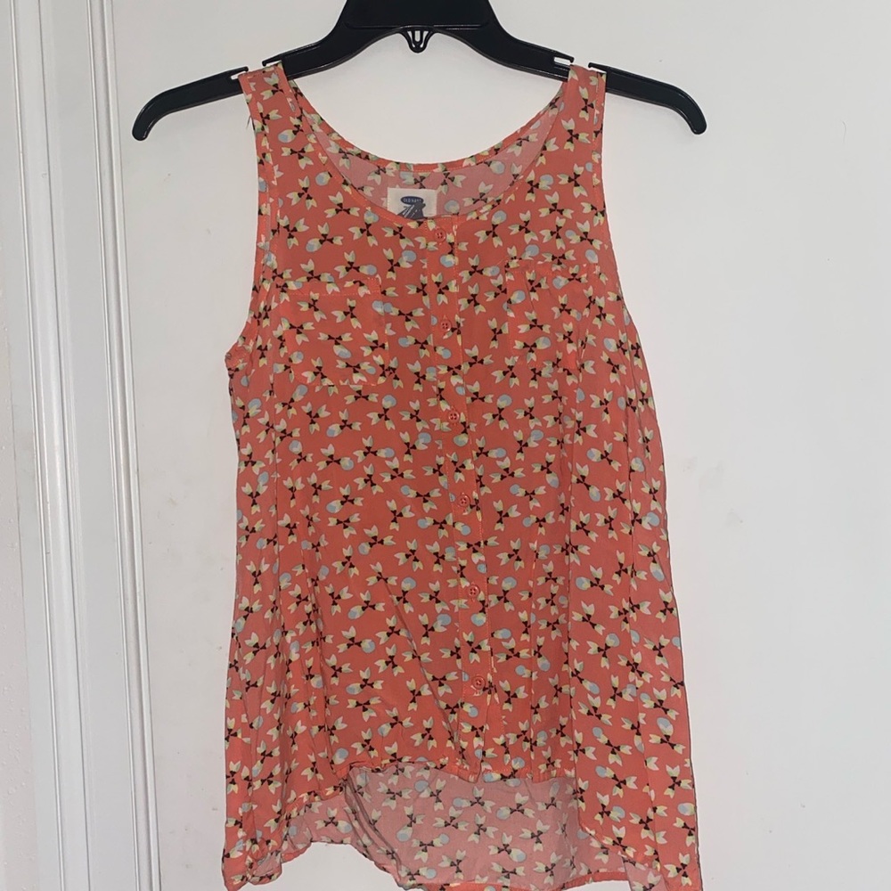 Old Navy Kids Orange Floral Tank Top
